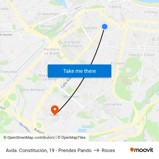 Avda. Constitución, 19 - Prendes Pando to Roces map