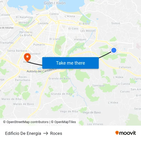 Edificio De Energía to Roces map