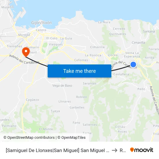 [Samiguel De Llonxes|San Miguel]  San Miguel De Arroes - Casa Inés [Cta 07154] to Roces map