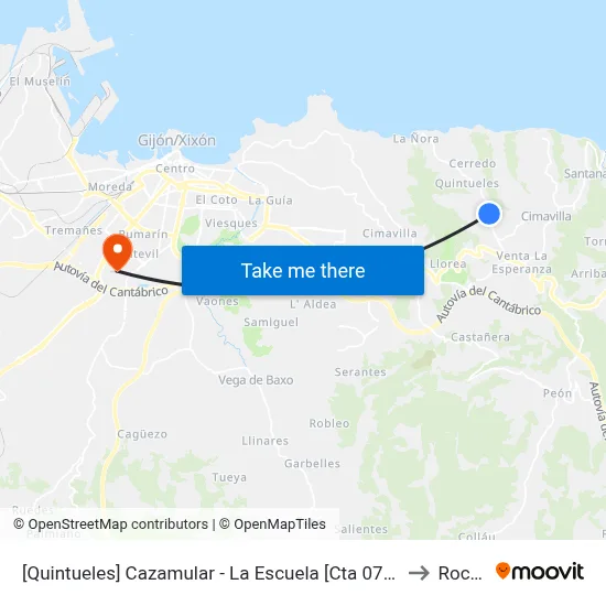 [Quintueles]  Cazamular - La Escuela [Cta 07163] to Roces map