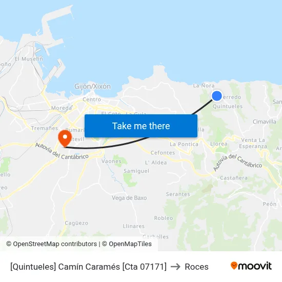 [Quintueles]  Camín Caramés [Cta 07171] to Roces map