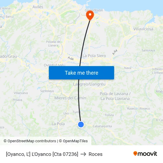 [Oyanco, L']  L'Oyanco [Cta 07236] to Roces map