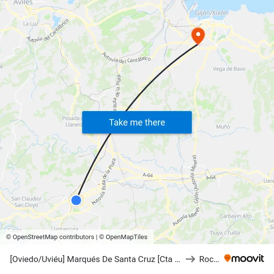 [Oviedo/Uviéu]  Marqués De Santa Cruz [Cta 07288] to Roces map