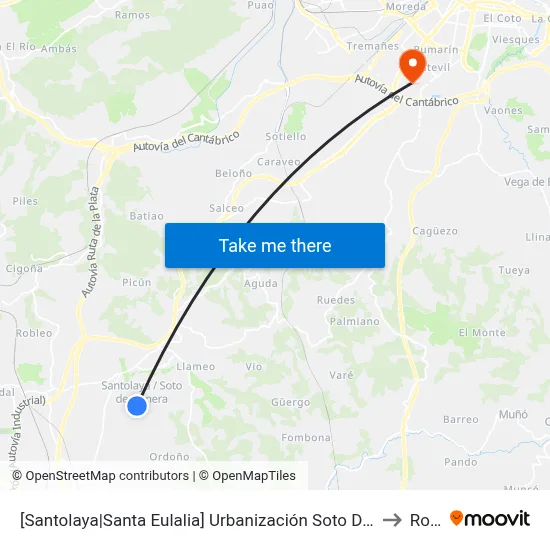 [Santolaya|Santa Eulalia]  Urbanización Soto De Llanera 2 [Cta 07297] to Roces map