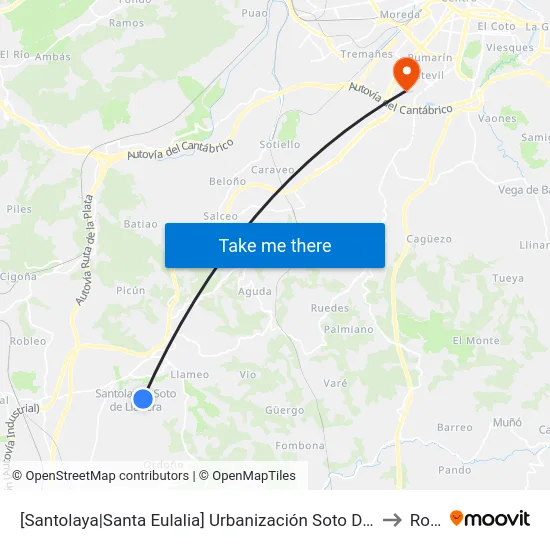 [Santolaya|Santa Eulalia]  Urbanización Soto De Llanera 4 [Cta 07299] to Roces map