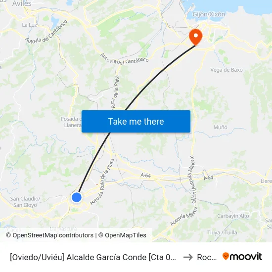 [Oviedo/Uviéu]  Alcalde García Conde [Cta 07305] to Roces map
