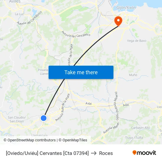 [Oviedo/Uviéu]  Cervantes [Cta 07394] to Roces map