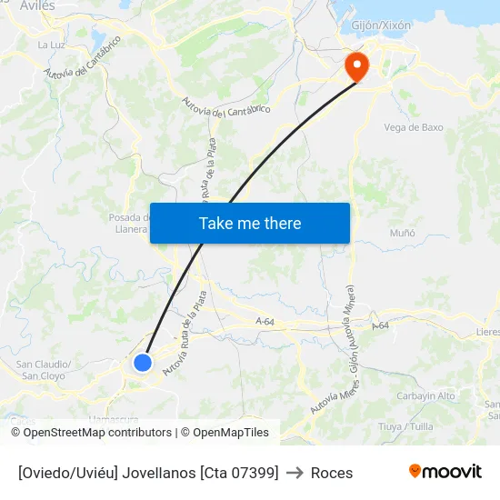 [Oviedo/Uviéu]  Jovellanos [Cta 07399] to Roces map