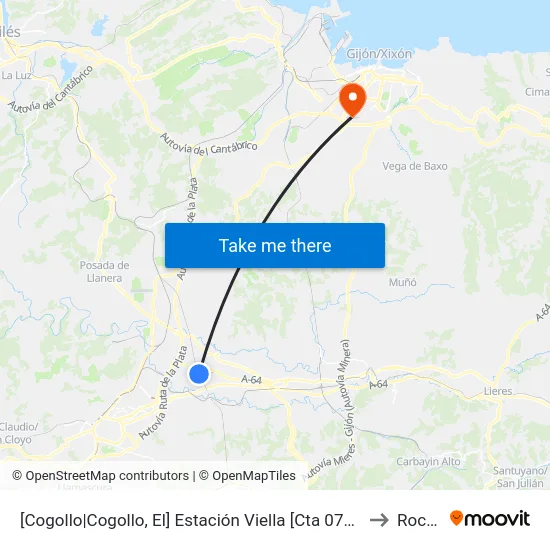 [Cogollo|Cogollo, El]  Estación Viella [Cta 07412] to Roces map