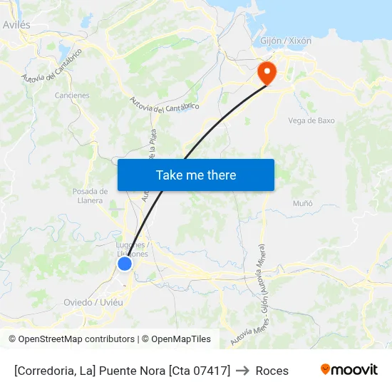 [Corredoria, La]  Puente Nora [Cta 07417] to Roces map