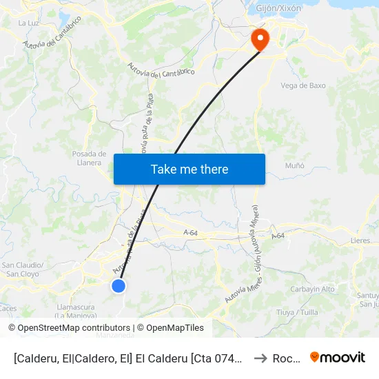 [Calderu, El|Caldero, El]  El Calderu [Cta 07465] to Roces map