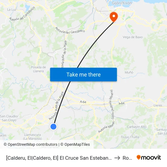 [Calderu, El|Caldero, El]  El Cruce San Esteban [Cta 07467] to Roces map