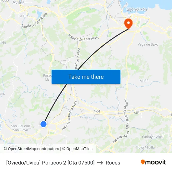 [Oviedo/Uviéu]  Pórticos 2 [Cta 07500] to Roces map