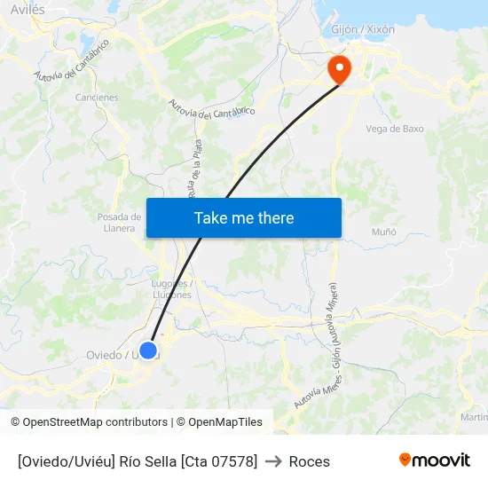 [Oviedo/Uviéu]  Río Sella [Cta 07578] to Roces map