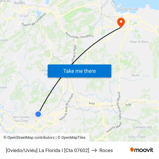 [Oviedo/Uviéu]  La Florida I [Cta 07602] to Roces map