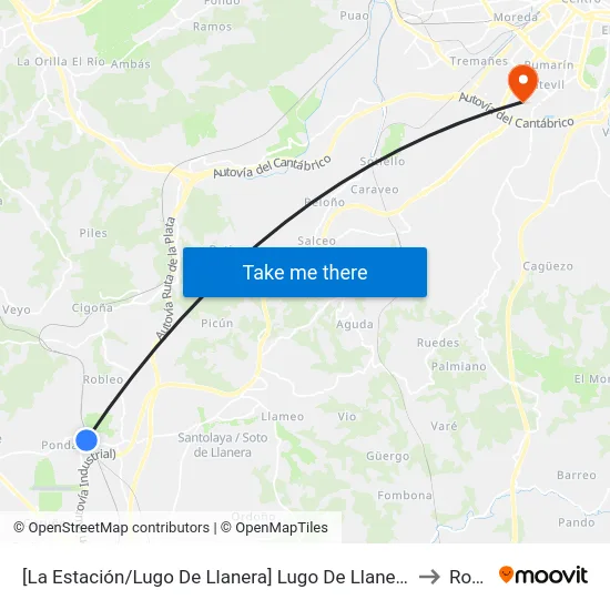 [La Estación/Lugo De Llanera]  Lugo De Llanera [Cta 07955] to Roces map