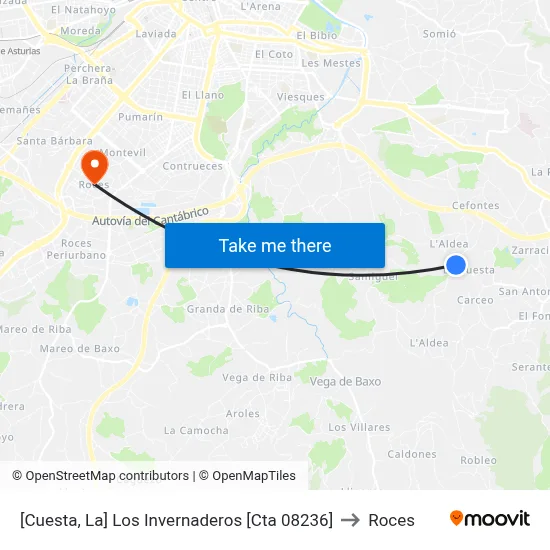 [Cuesta, La]  Los Invernaderos [Cta 08236] to Roces map