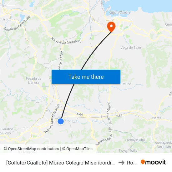 [Colloto/Cualloto]  Moreo Colegio Misericordioso [Cta 10020] to Roces map