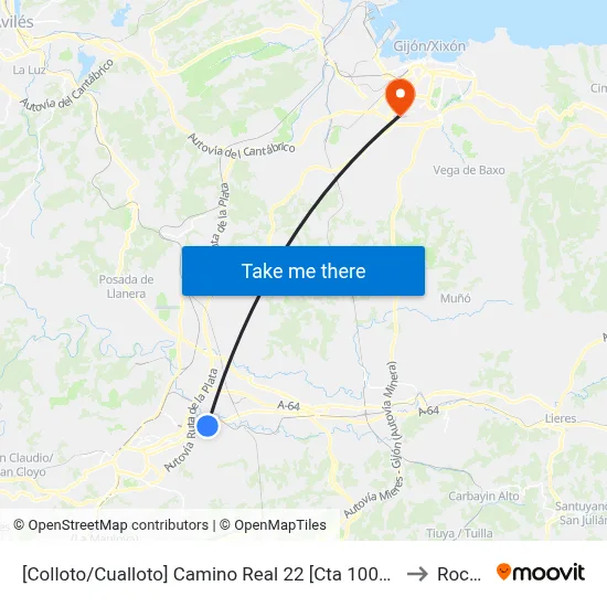 [Colloto/Cualloto]  Camino Real 22 [Cta 10021] to Roces map