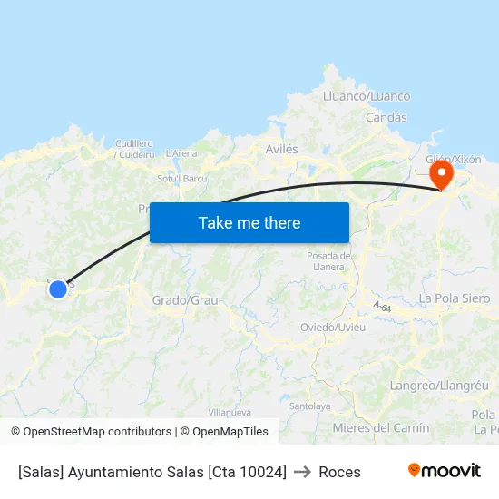 [Salas]  Ayuntamiento Salas [Cta 10024] to Roces map