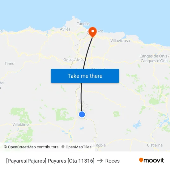 [Payares|Pajares]  Payares [Cta 11316] to Roces map