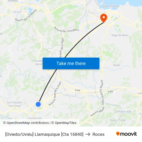 [Oviedo/Uviéu]  Llamaquique [Cta 16840] to Roces map