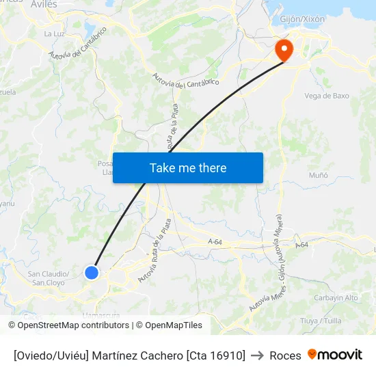 [Oviedo/Uviéu]  Martínez Cachero [Cta 16910] to Roces map