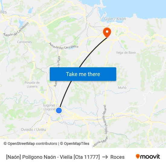 [Naón]  Polígono Naón - Viella [Cta 11777] to Roces map