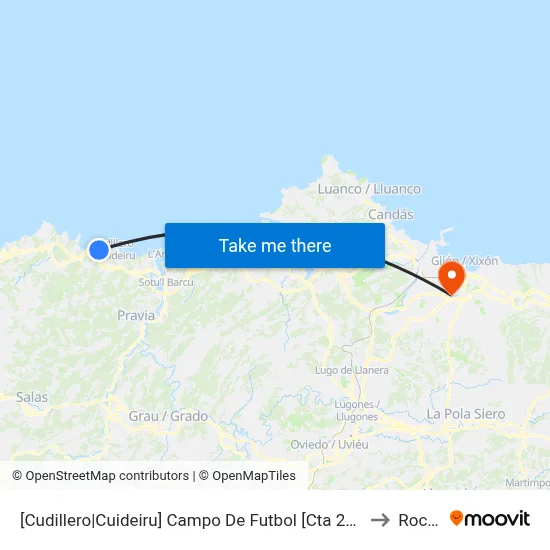 [Cudillero|Cuideiru]  Campo De Futbol [Cta 21434] to Roces map