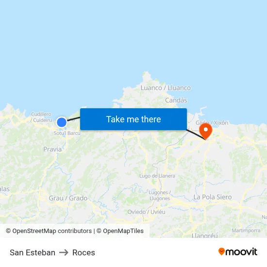 San Esteban to Roces map