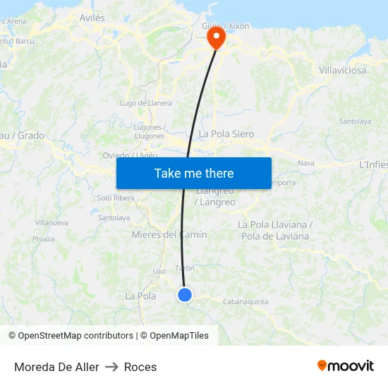 Moreda De Aller to Roces map