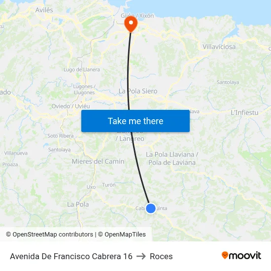 Avenida De Francisco Cabrera 16 to Roces map