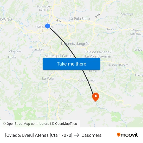 [Oviedo/Uviéu]  Atenas [Cta 17070] to Casomera map