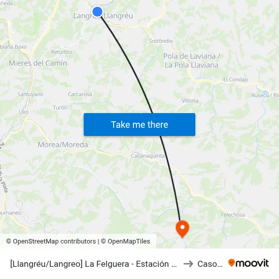 [Llangréu/Langreo]  La Felguera - Estación Autobuses [Cta 00417] to Casomera map