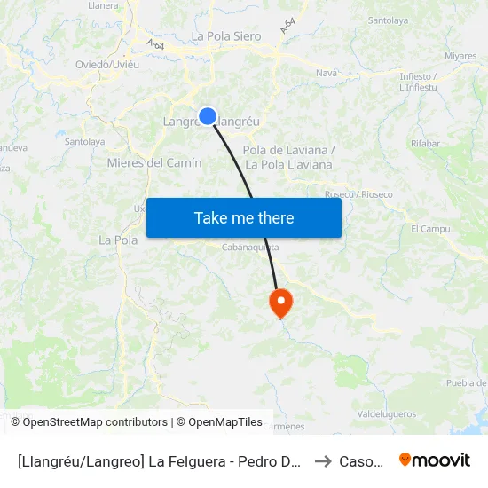 [Llangréu/Langreo]  La Felguera - Pedro Duro [Cta 00421] to Casomera map
