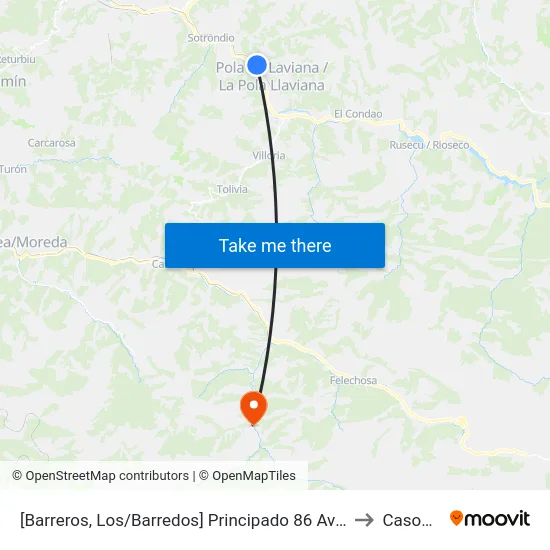 [Barreros, Los/Barredos]  Principado 86 Avda [Cta 00457] to Casomera map
