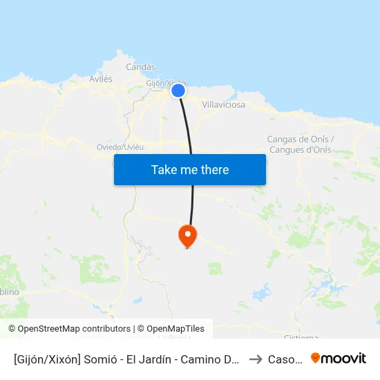 [Gijón/Xixón]  Somió - El Jardín - Camino De La Pipa [Cta 00562] to Casomera map