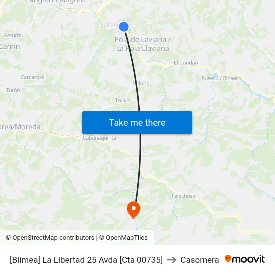[Blimea]  La Libertad 25 Avda [Cta 00735] to Casomera map