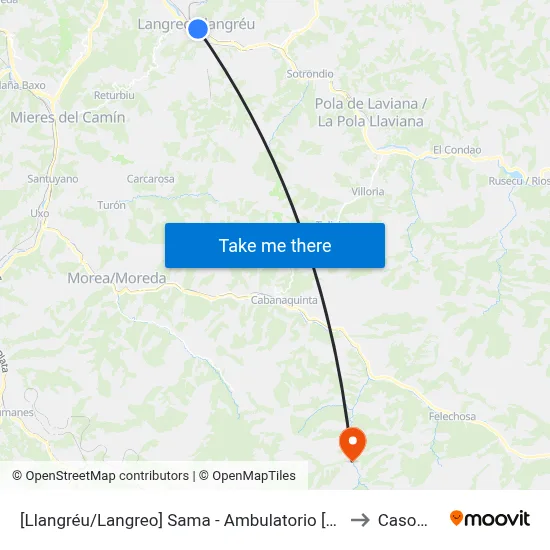 [Llangréu/Langreo]  Sama - Ambulatorio [Cta 00757] to Casomera map