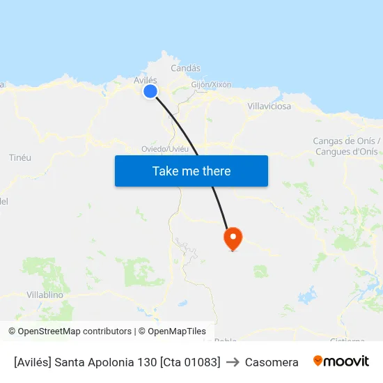 [Avilés]  Santa Apolonia 130 [Cta 01083] to Casomera map