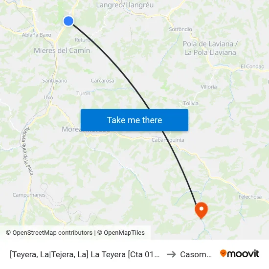 [Teyera, La|Tejera, La]  La Teyera [Cta 01137] to Casomera map
