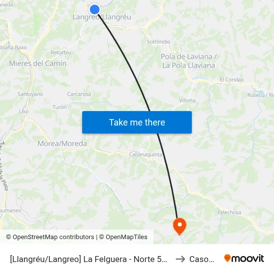 [Llangréu/Langreo]  La Felguera - Norte 52 [Cta 01156] to Casomera map