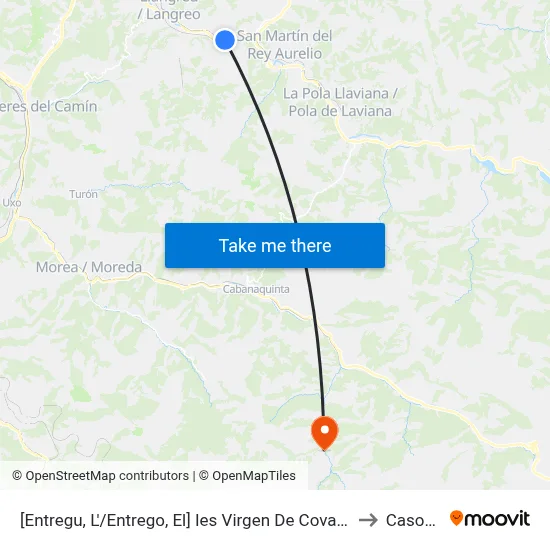 [Entregu, L'/Entrego, El]  Ies Virgen De Covadonga [Cta 01212] to Casomera map
