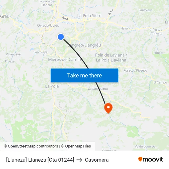[Llaneza]  Llaneza [Cta 01244] to Casomera map