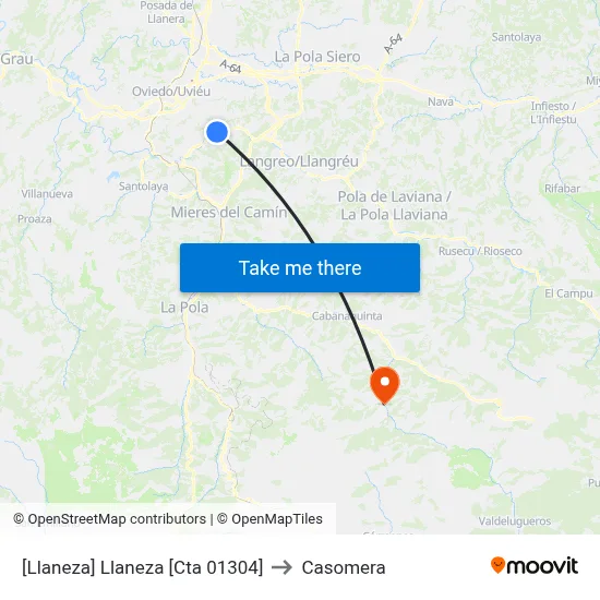 [Llaneza]  Llaneza [Cta 01304] to Casomera map