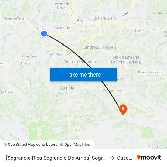 [Sograndio Riba|Sograndio De Arriba]  Sograndio [Cta 01607] to Casomera map