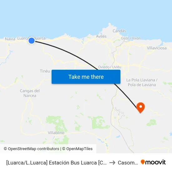 [Luarca/L.Luarca]  Estación Bus Luarca [Cta 01772] to Casomera map