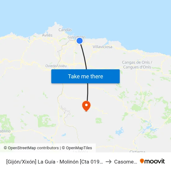 La Guía - Molinón to Casomera map