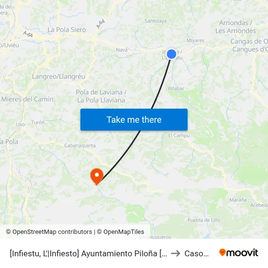 [Infiestu, L'|Infiesto]  Ayuntamiento Piloña [Cta 01934] to Casomera map