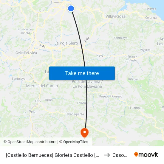 [Castiello Bernueces]  Glorieta Castiello [Cta 02025] to Casomera map